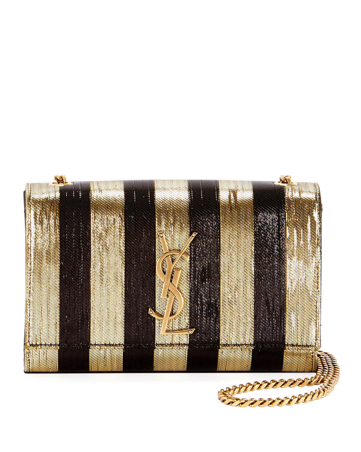 Kate Monogram YSL Small Metallic-Striped Crossbody Bag | Neiman Marcus