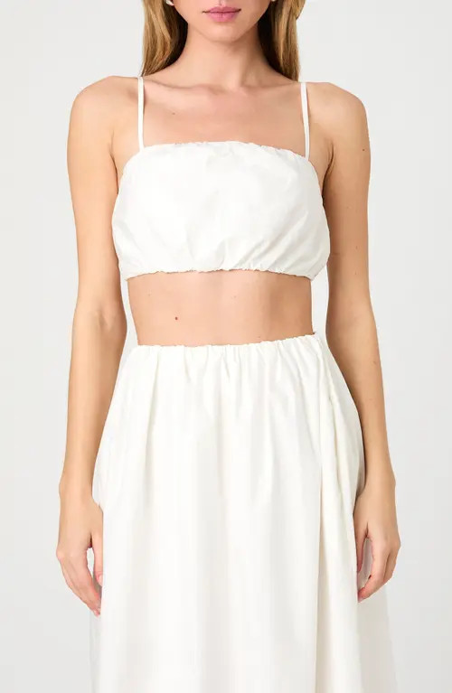 French Connection Nomi Cotton Bubble Crop Top in Summer White at Nordstrom, Size Large | Nordstrom