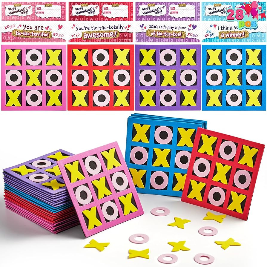 JOYIN 28 Pack Valentines Day Gifts Cards with Foam Tic-Tac-Toe Mini Board Game Toys, Tic Tac Toe ... | Amazon (US)