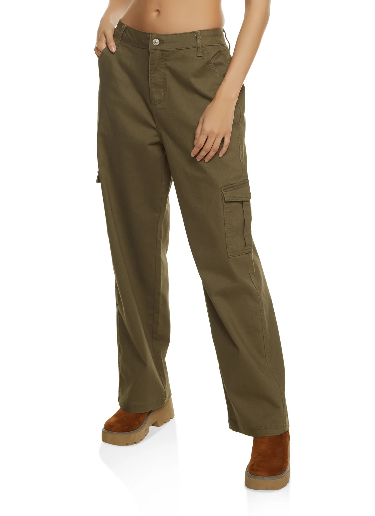 Twill Wide Leg Cargo Pants | Rainbow Shops