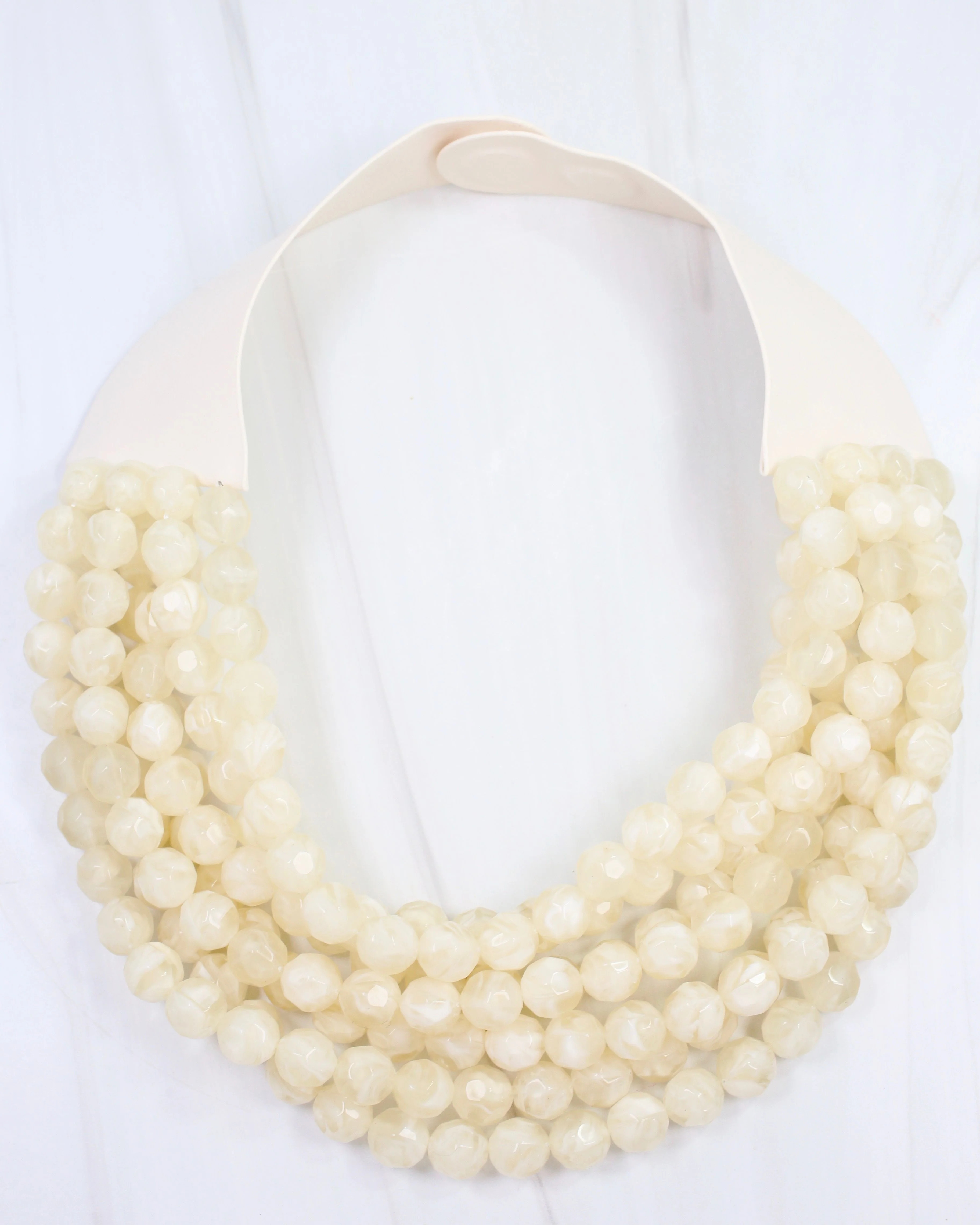 Cadence Multi Layered Beaded Necklace Ivory | Caroline Hill