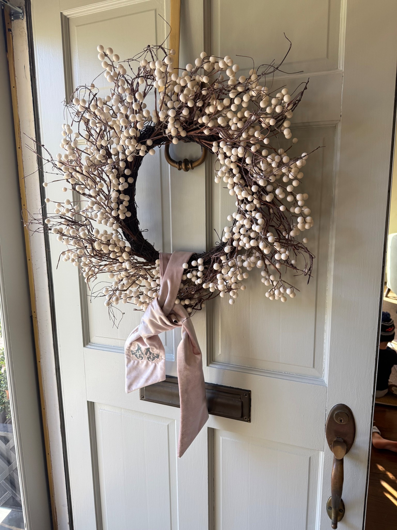Christmas wreath with white berries and sash 

#LTKHoliday #LTKSeasonal