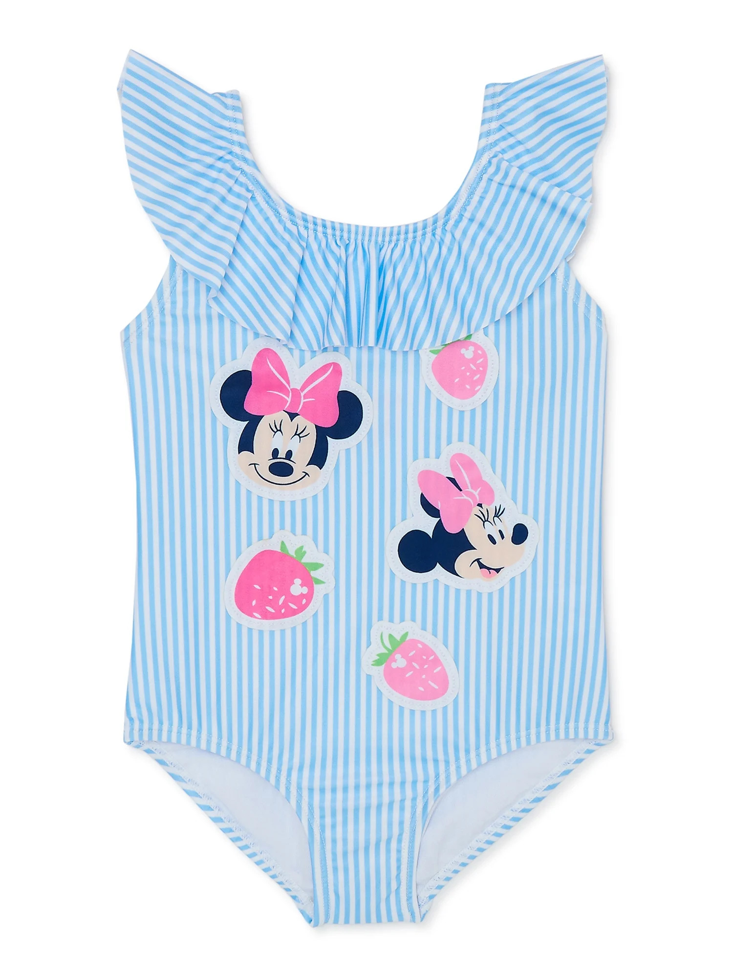 Minnie Mouse Toddler Girl Ruffle Swimsuit, 1-Piece, Sizes 12M-5T - Walmart.com | Walmart (US)