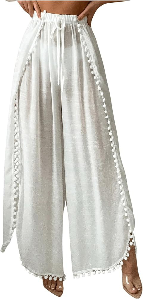 SHENHE Women's Bathing Suit Cover Up Pants Split Wide Leg Beach Pants | Amazon (US)
