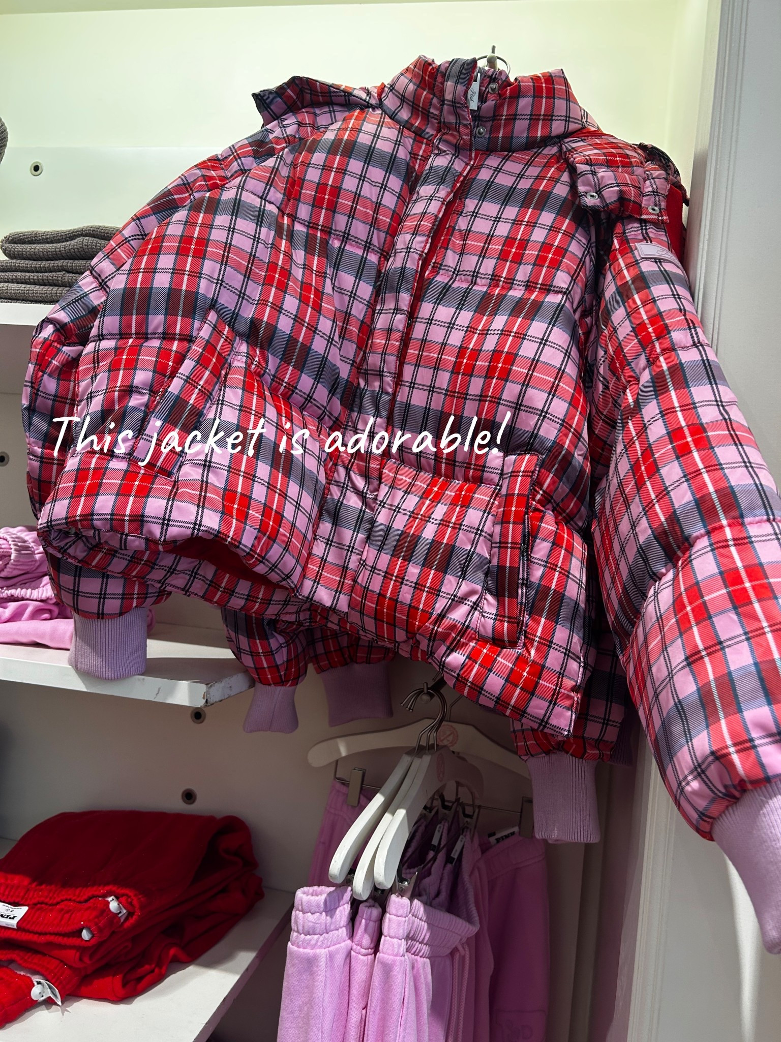 VS pink marshmallow puffer jacket cropped 
Plaid
Gifts for her 
Outerwear 

#LTKGiftGuide