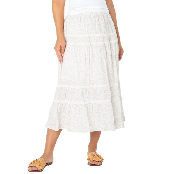 Celebrity Pink Women's and Women's Plus Tiered Ruffle Skirt with Lace Trim, Sizes XS-XXXL | Walmart (US)