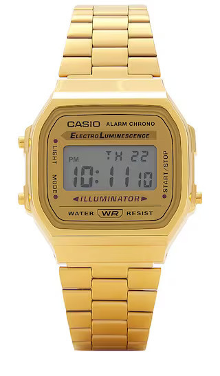 Casio Vintage A168 Series Watch in Metallic Gold. | Revolve Clothing (Global)