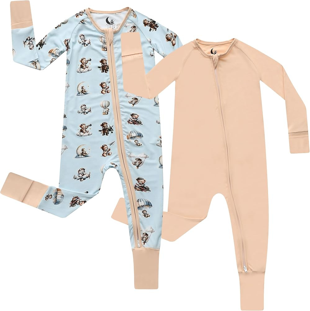 Bamboo Viscose Baby Pajamas with 2-Way Zip for Diaper Changes - 0-24 Months Soft & Stretchy Bambo... | Amazon (US)