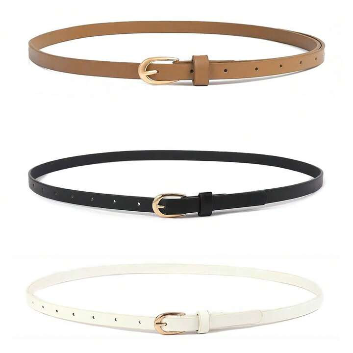 3pcs/1pc/5pcs Metal U-Shape Buckle Thin Waist Belt, Fashion PU Casual Pin Buckle Decoration For D... | SHEIN