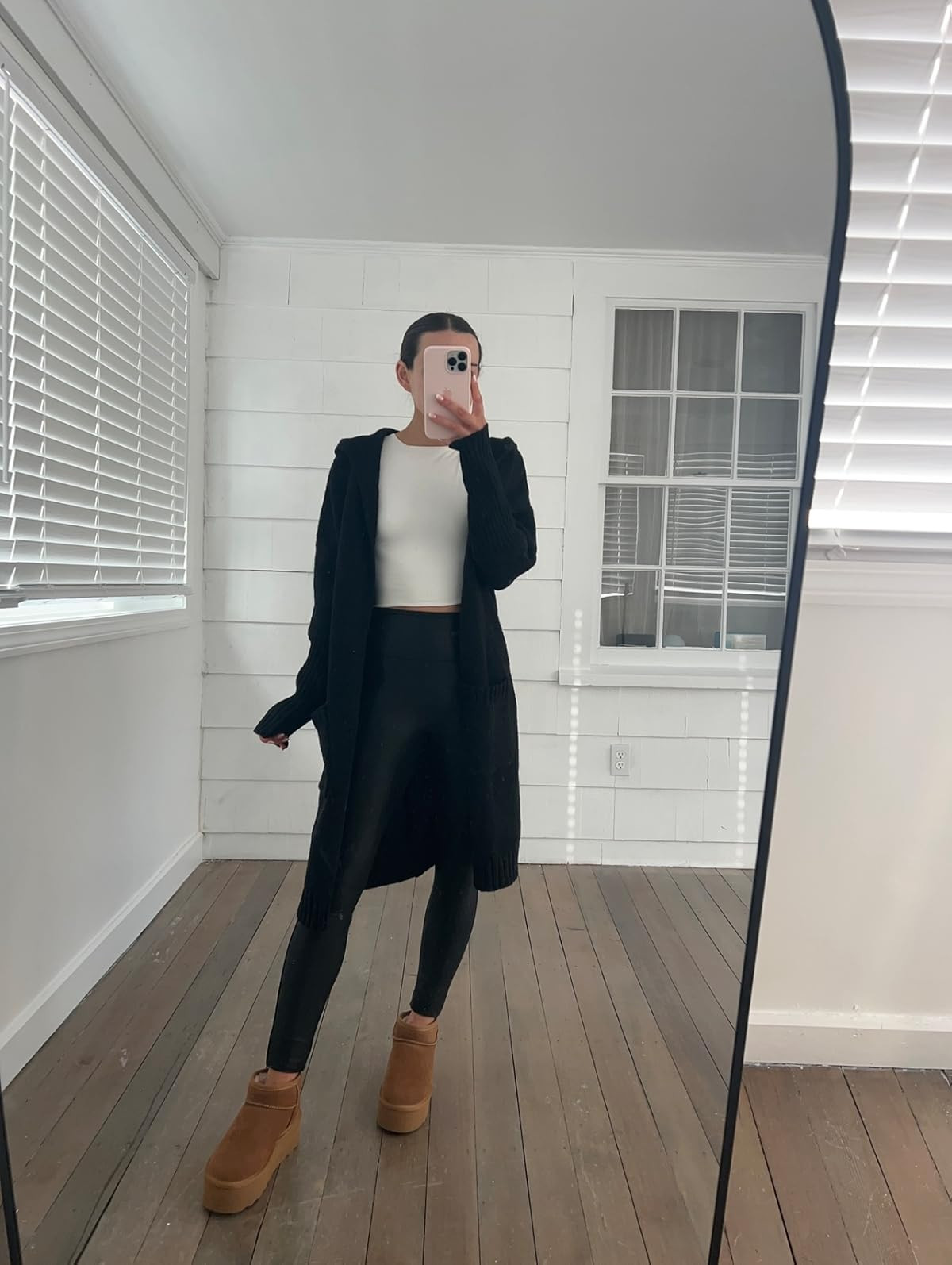 Casual comfy winter outfit-Leggings and cardigan in S, boots sized down a full size!.
 

 #LTKPetite #LTKFindsUnder100