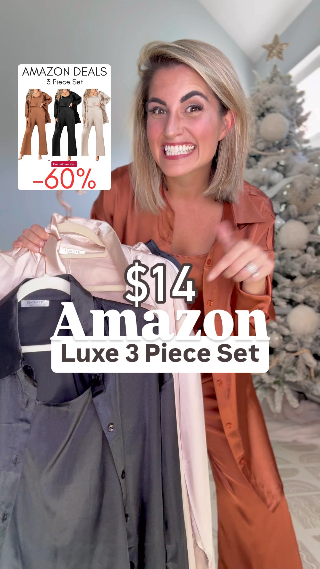 3 Days ONLY‼️3Pc Set $14-$18 (color differs) with 60% 🖤with CODE👉 GQL6UJYS 
Use code in checkout where it says “gift card, promos” & be sure to press enter to apply  
.
Only 3 days left to snag my Highend silky soft 3 Piece set 60% off at $14! This set is so LUXE! 🖤There is a coupon on page + my exclusive code which brings it down to $14-$18depdinf on the color!🤯It’s SO stretchy & slimming with the layers, PERFECT for a Holiday outfit🎄🎁or you can wear the pieces as separtes to work! 👜Plus, it’s Petite friendly (I’m 5’2”) and comes in 10+ gorgeous colors. 
🎄🍁🦃I LINKED A TON of other Thanksgiving & Holiday Favorites that are all on major sale! I have and love all of these!

.
✨SIZING✨Everything is petite friendly I’m 5’2” 125lbs wearing small top/dress and small/4 bottoms 
.
Thanksgiving outfit, sweater dress, floral skirt, Amazon floral skirt, Amazon sweater dress, Amazon Thanksgiving outfit m, Fall sweater, Amazon deals, Amazon sweater, Amazon discount code, cable knit sweater, Cotigan, cardigan, tie front sweater, colorblock sweater, sweater with white lines, stripe sweater, black jeans, brown jeans, skort, wrap skort, pattern skort, floral pattern skort, black and white skort, wrap skort
Amazon basic, travel outfit, 3 piece set, capsule wardrobe, travel outfit, comfy outfits, scuba set, look for less, capsule closet, 2 piece set, workwear, Amazon two piece set, sunglasses, striped dress, blue stripe dress, black jumpsuit, beige jumpsuit, travel outfit, loungewear, comfy outfit, casual outfits, work outfit, workwear, two piece set, 2 piece set, Amazon two piece set, Amazon lounge set 

#LTKsalealert #LTKtravel #LTKworkwear#LTKBacktoSchool #LTKFallSale#LTKxPrimeDay

#LTKHoliday #LTKVideo #LTKWorkwear