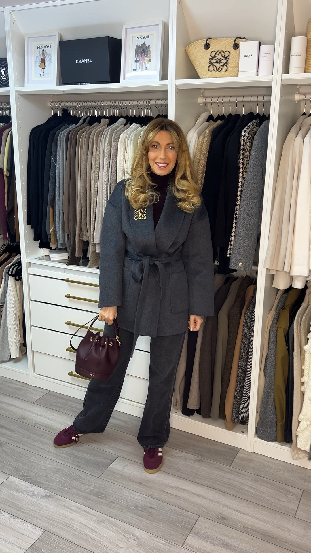 Wool coat, grey jeans, cashmere jumper, polo neck, burgundy and grey, over 40 style

#LTKstyletip #LTKjeans #LTKshoes