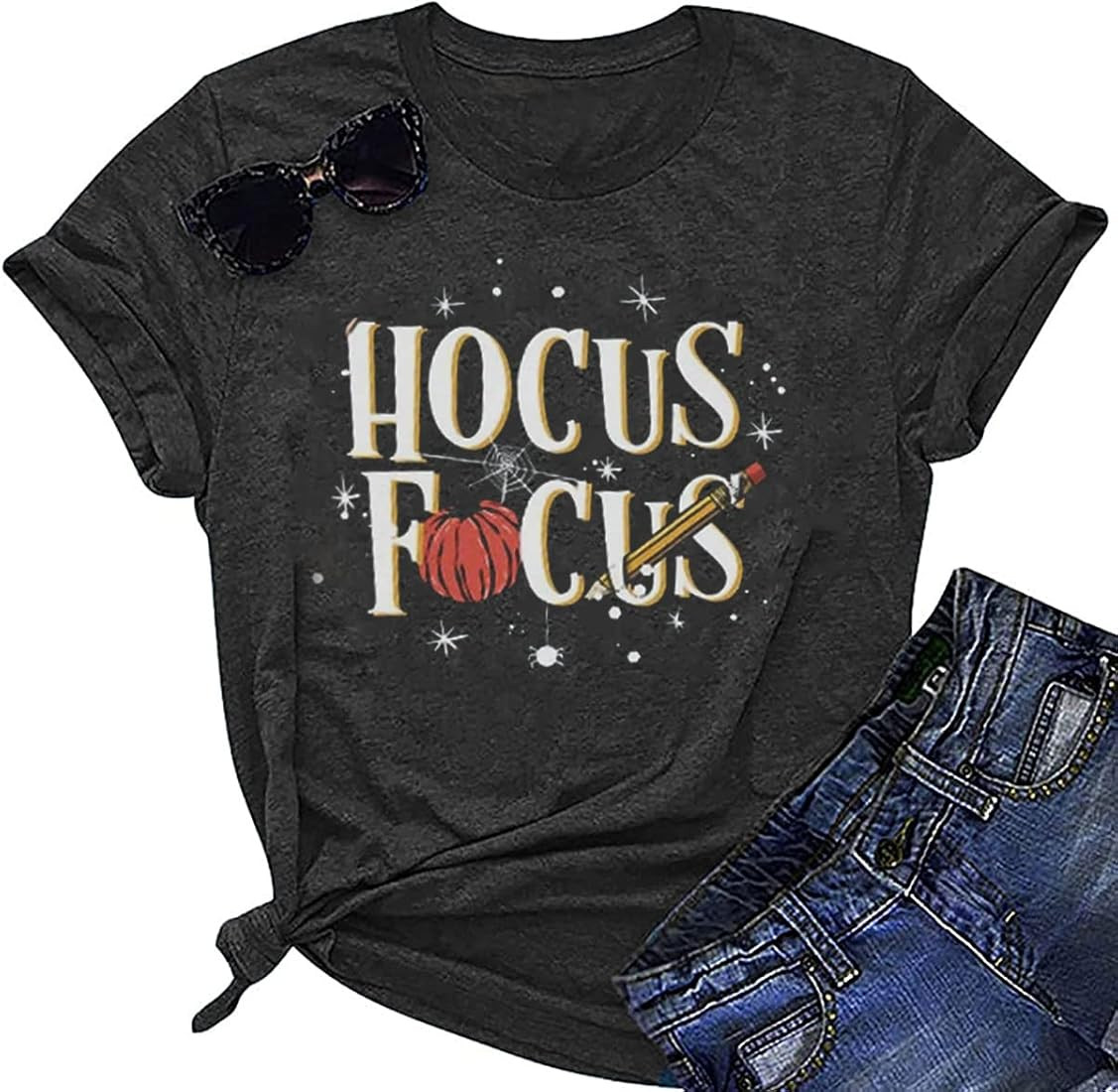 Hocus Focus Teacher Shirt Women Halloween Teacher's Gifts T-Shirts Cute Pumpkin Fall Season Short... | Amazon (US)