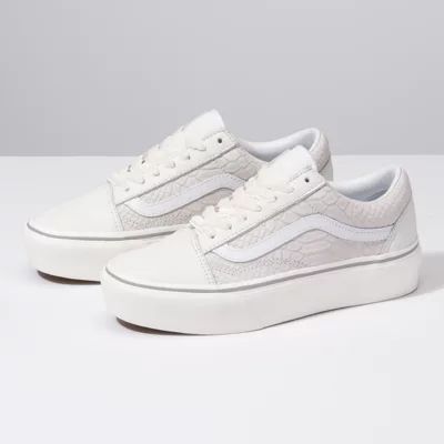 Vans Leather Old Skool Platform (Snake/White) | Vans (US)