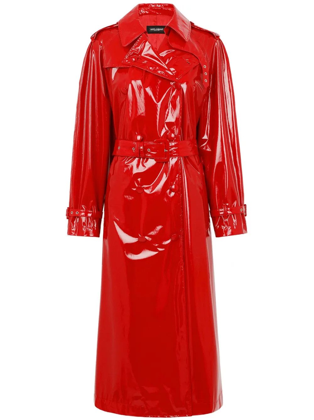 Dolce & Gabbana storm-flap Patent Trench Coat  | Red | FARFETCH | Farfetch Global
