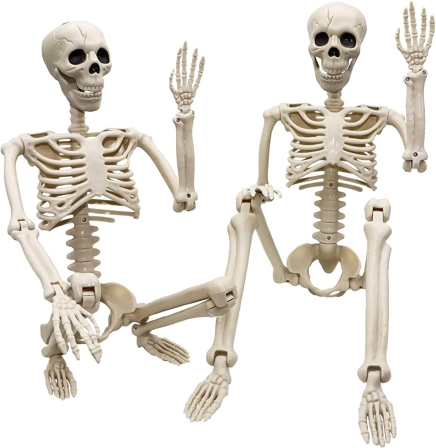 2 Pack 36"Halloween Skeleton - 3 ft Life Size Human Skeleton with Full Body Posable Joints Plastic Skeleton for Halloween Skeletons Decor Yard Patio Lawn Garden Skeleton Props Spooky Party Decoration | Amazon (US)