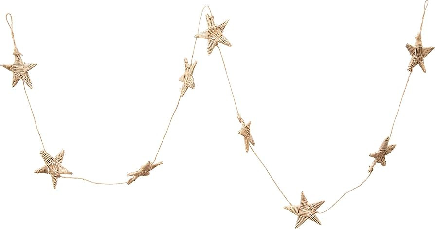 Creative Co-Op 72" L Hand-Woven Dried Natural Lata Star Garlands, Multi | Amazon (US)