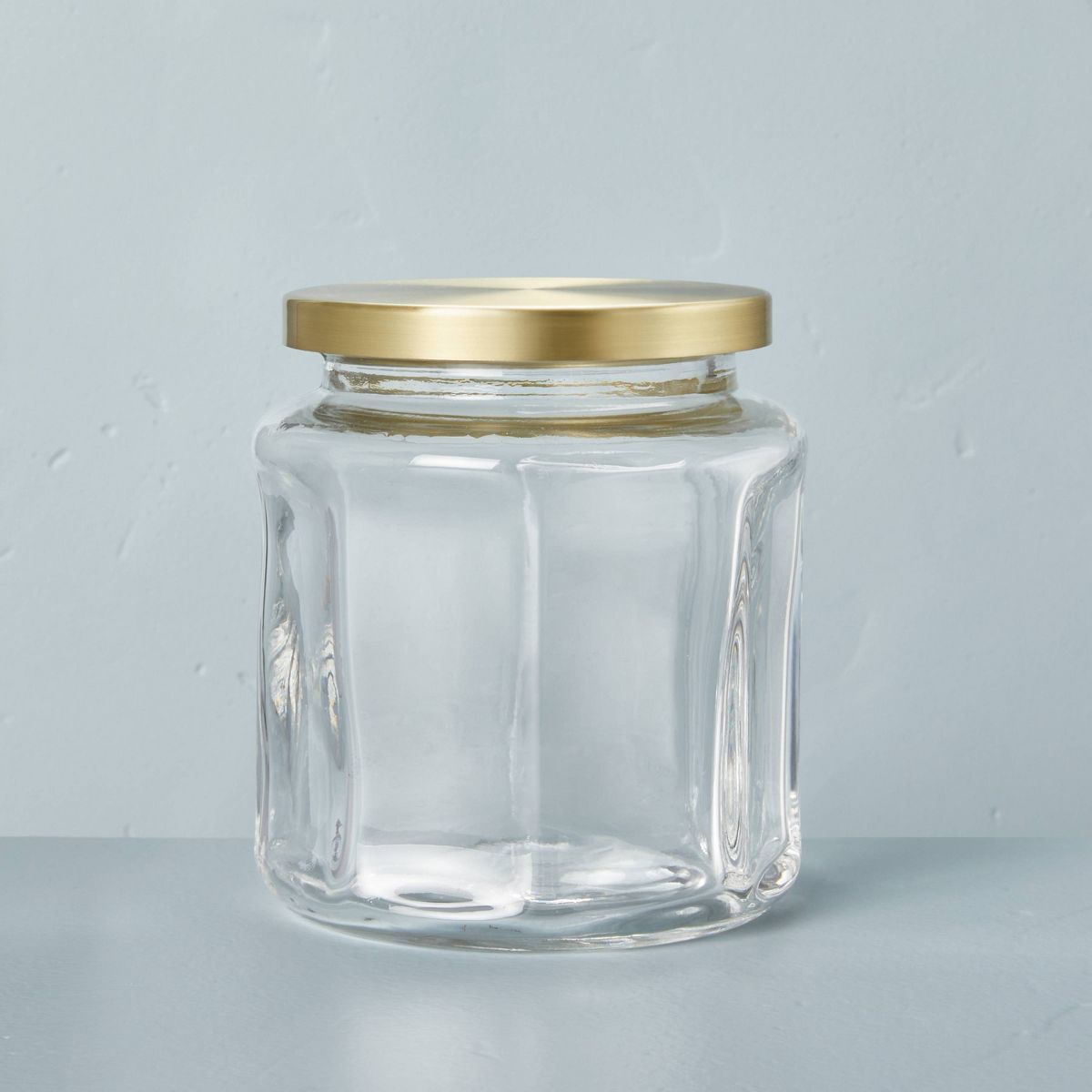Sculpted Glass Canister Clear/Brass - Hearth & Hand™ with Magnolia | Target
