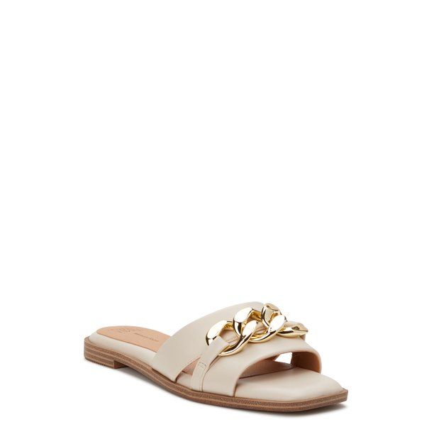Time and Tru Women's Two Band Chain Sandals | Walmart (US)