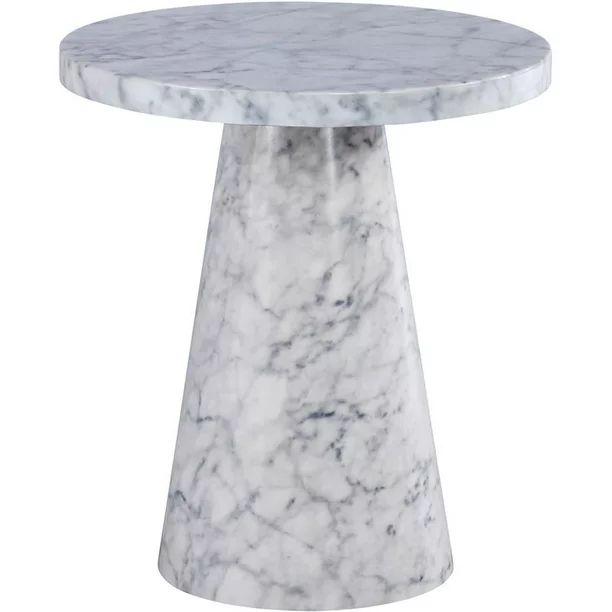 Meridian Furniture Omni White Faux Marble 20" Round End Table - Walmart.com | Walmart (US)