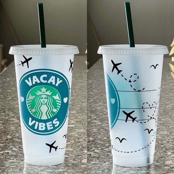 Vacay Vibes Travel Starbucks Tumbler  Reusable Venti - Etsy | Etsy (US)