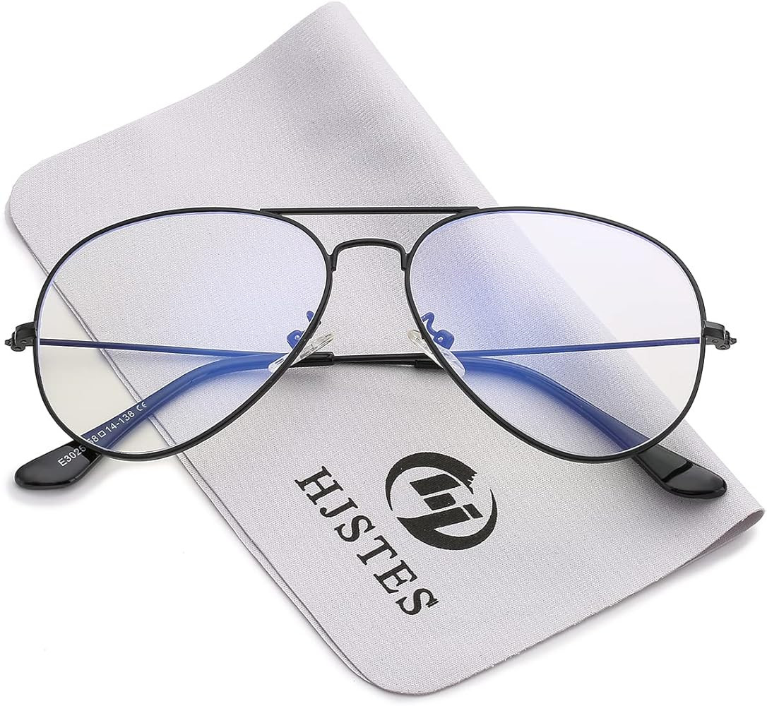 HJSTES Clear Lens Aviator Glasses Blue Light for Women Men Classic Pilot Frame Non-prescription E... | Amazon (US)