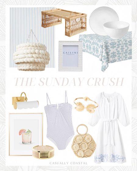 The Sunday Crush - everything I’ve been loving and obsessing over this past week!
-
Coastal home decor, coastal style, beach house style, beach home decor, coastal decor, Easter dress, easter outfit, beach vacation outfit, resort wear, gold bracelet, Lilly Pulitzer bracelet, breakfast tray, white photo frames, cane picture frames, striped rug, Serena & Lily rugs, area rug, living room rugs, coastal rugs, rugs on sale, tiered chandelier, coastal chandelier, beach house chandeliers, statement chandelier, Easter tablecloth, spring tablecloth, white serving bowl, white dinner plates, white dishware, set of 4 dinner plates, grapefruit Paloma watercolor print, bar cart art, bar cart decor, coastal artwork, cocktail art, strapless one piece swimsuit, striped swimsuit, white swimsuit, white brunch dress, spring dresses, midi dresses, white dresses, bridal shower dress, crochet handbag, woven handbag, coasters, picture light, artwork light, coastal lighting, 

#LTKfindsunder50 #LTKhome #LTKfindsunder100
