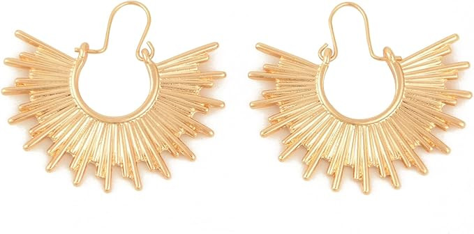 ALLISON ROSE ATELIER - Sunburst Spike Hoop Earrings -14k Gold Plated Half Spike Hoops with Sun Sp... | Amazon (US)