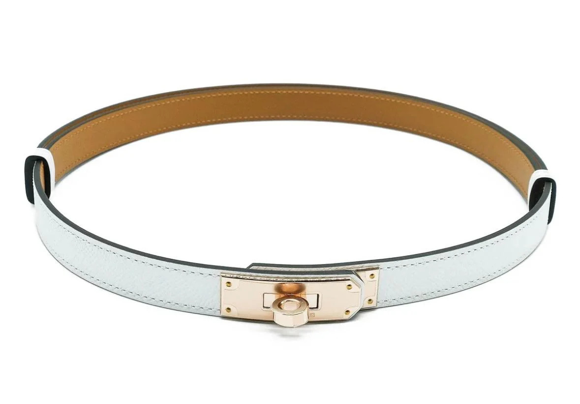 Hermes Kelly 18 Belt in White/ Gold Epsom Leather with Gold Hardware | Italist.com US