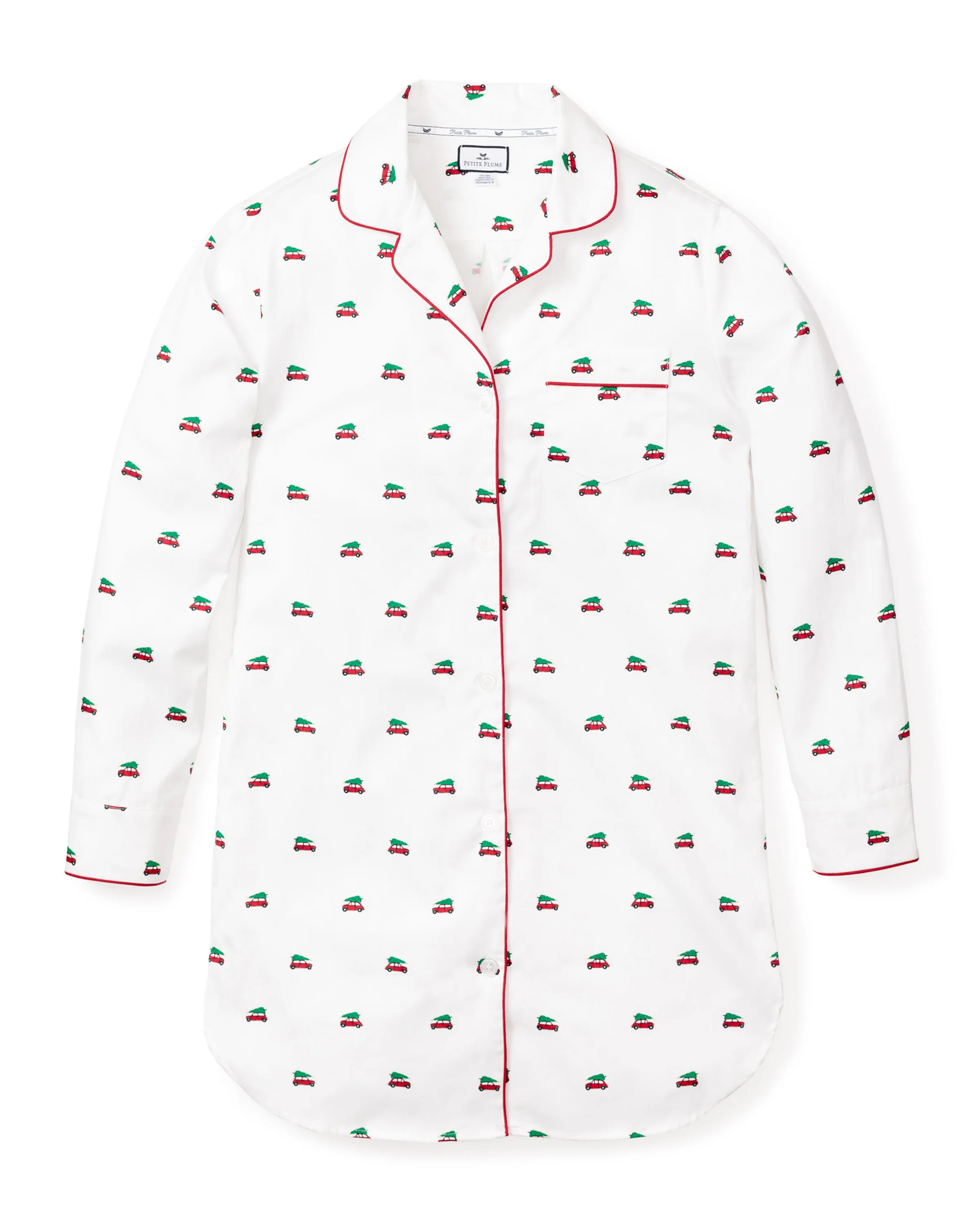 Women's Twill Nightshirt in Holiday Journey | Petite Plume