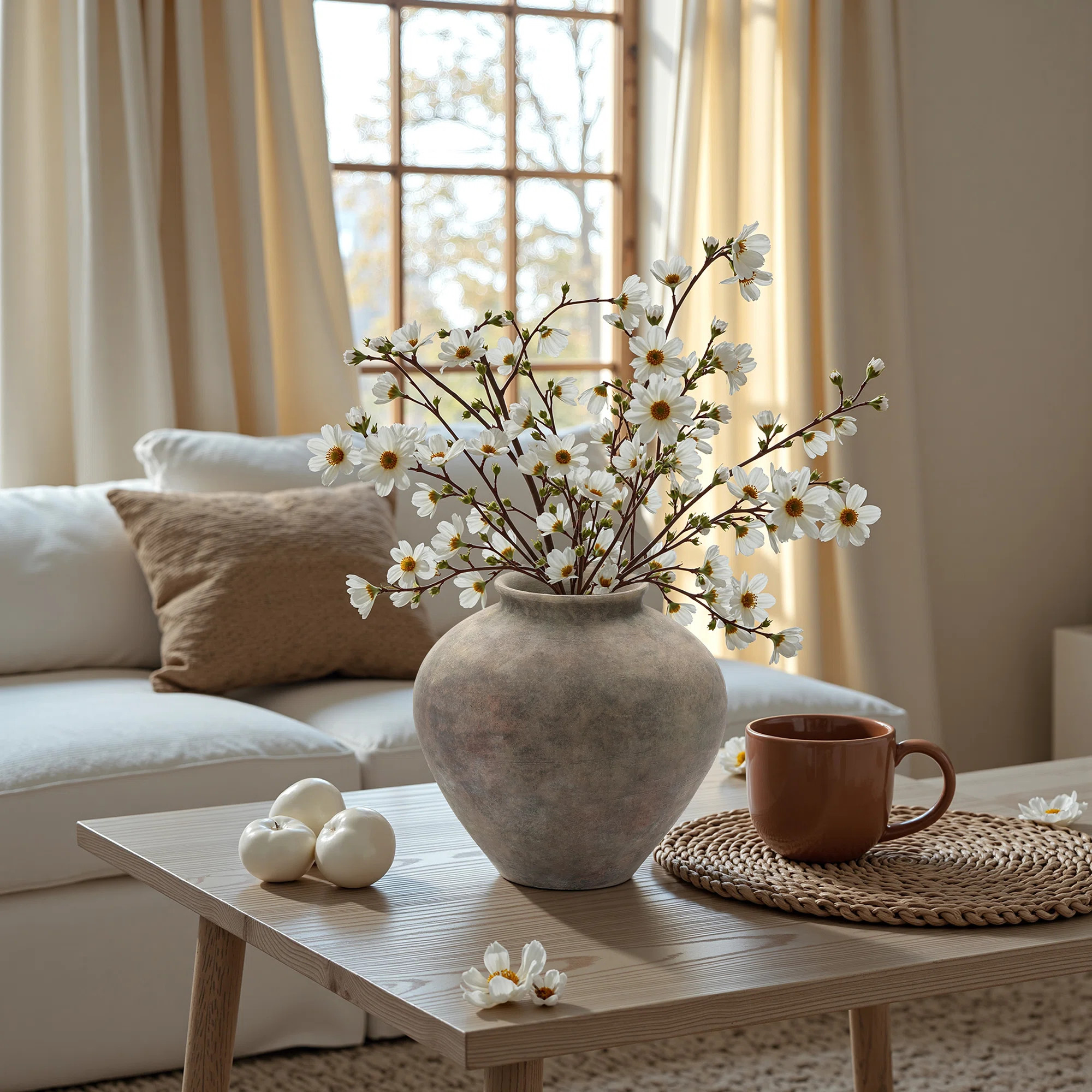 Rustic Ceramic Vase, Terracotta Pot Home Decor with Earthy Gray-Brown Finish, Multi Shape & Size ... | Wayfair North America