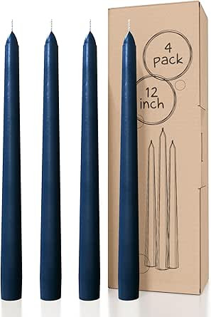 CANDWAX 12 inch Taper Candles Set of 4 - Dripless and Smokeless Candle Unscented - Slow Burning C... | Amazon (US)