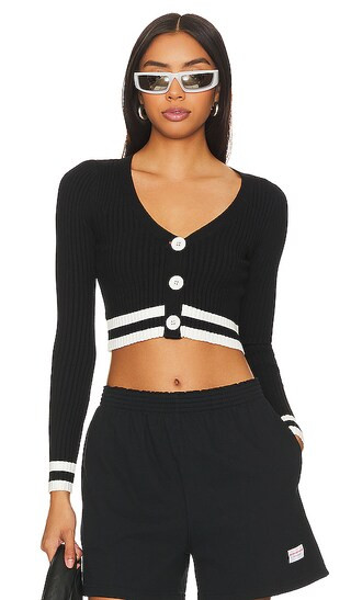 Nichole Cropped Sweater in Black & White | Revolve Clothing (Global)
