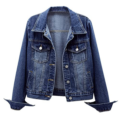 Ladyful Women's Casual Jean Jacket Distressed Ripped Denim Jacket Coat with Pockets | Amazon (US)