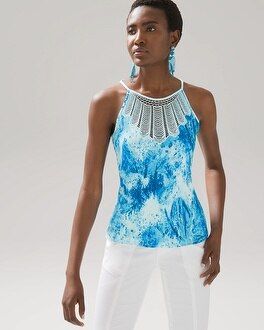 Embroidered Neckline Halter Top | White House Black Market