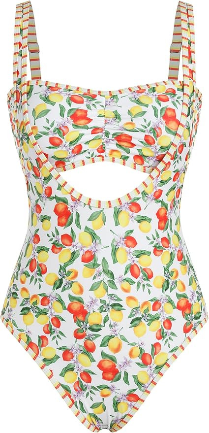 ZAFUL Bikini Sets for Women Color Block Ruched Bandeau Bikini V Neck Tummy Control Swimsuit Rompe... | Amazon (US)