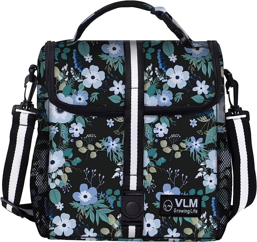 VLM Lunch Bags for Women,Leakproof Insulated Floral Lunch Box with Adjustable Shoulder Strap Reus... | Amazon (US)