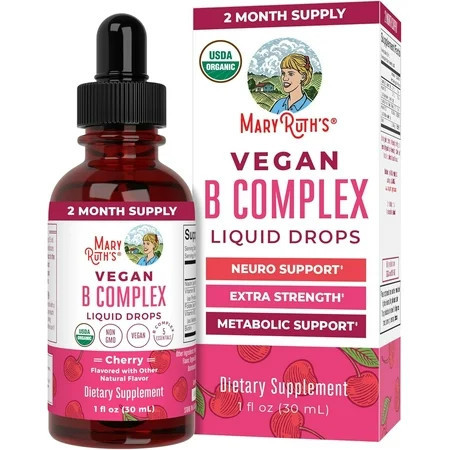 MaryRuth's Vegan Vitamin B Complex Liquid Drops, Cherry Flavor, Non-GMO, USDA Organic, 1 fl | Walmart (US)