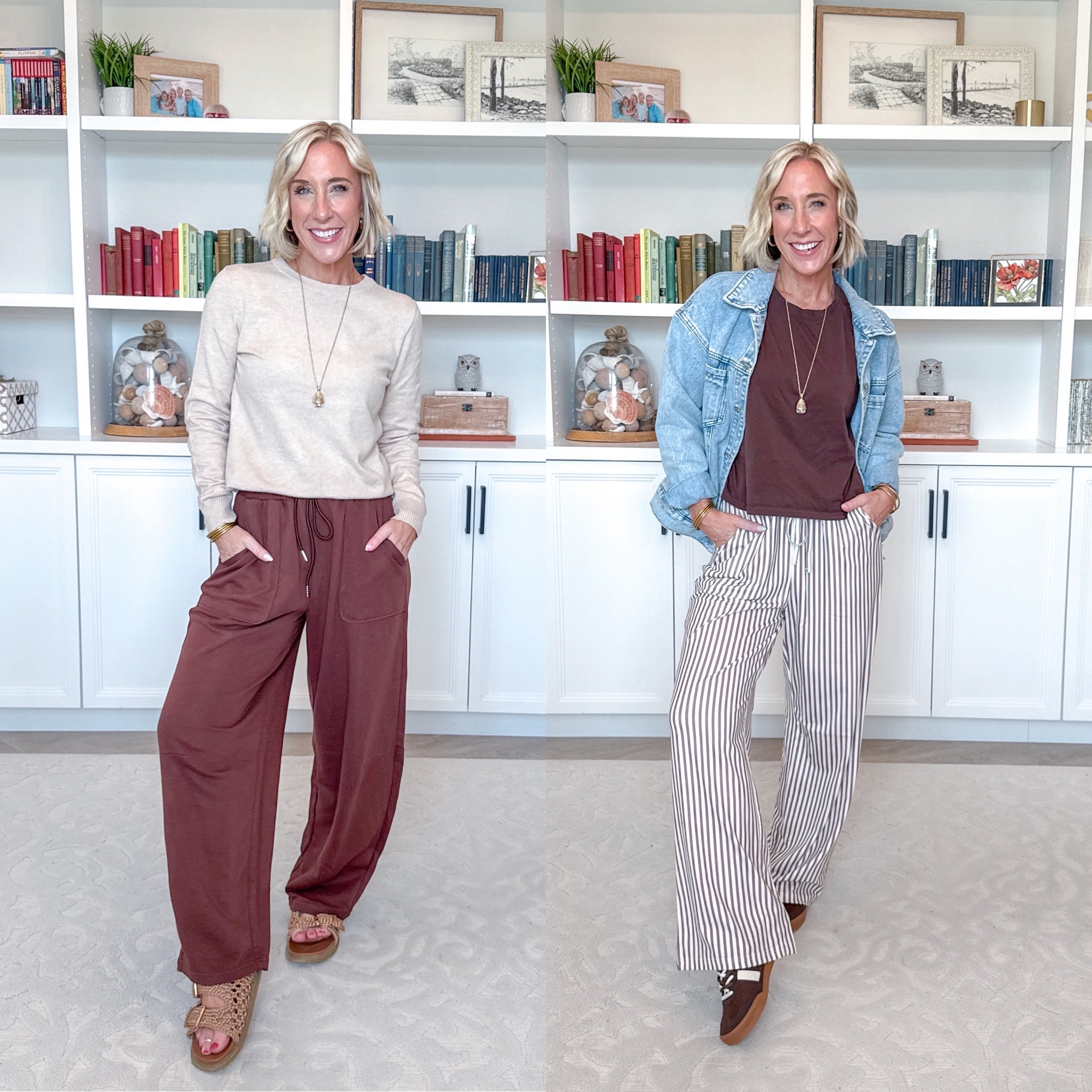 Amazon - fall finds - from dressy to casual. Crewneck Sweater - size small. 15 colors. Barrel Sweatpants - size small. 8 colors. Wide Leg Lounge Pants - size small. 12 colors. * Cropped T Shirt - size small. 15 colors. * Denim Jacket - size small (oversized fit).

#LTKSeasonal #LTKOver40 #LTKPetite