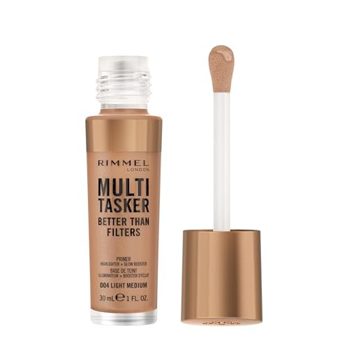 Rimmel Multi-Tasker Better Than Filters, 004 Light Medium, Face Primer, Glow Booster and Highlighter, Vegan Formula, Anti-Ageing Benefits, Light-Reflecting Pigments, Giant Soft-Touch Wand, 1oz | Amazon (US)