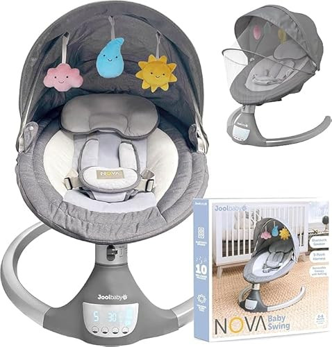Jool Baby Nova Swing for Newborns - Electric Motorized Infant Swing, Bluetooth Music, 10 Preset Melodies, Remote (Updated Model, Gray) | Amazon (US)