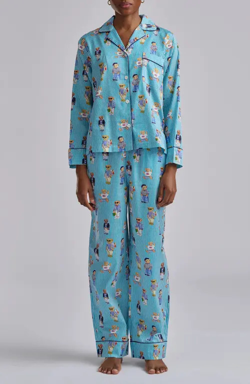 Polo Ralph Lauren Madison Cotton Pajamas in Aqua Mist at Nordstrom, Size Large | Nordstrom