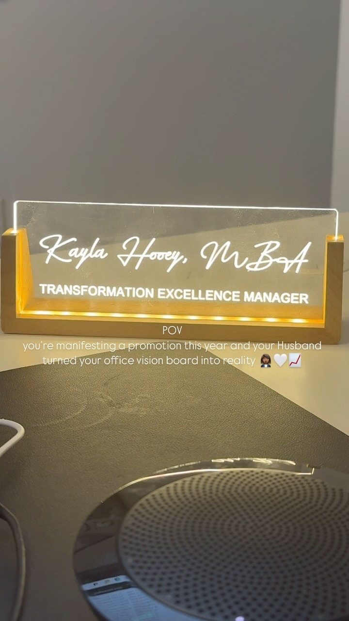 Job Title Light Up Name Plate ✨

So I’ve been really quiet and in my bag the past few weeks because a huge goal of mine this year is to get promoted to Manager in my corporate job. I’ve been up for it for going on two years now and just haven’t gotten over the hump. With the nature of the business and of course the economy. I’m leaning into God’s timing, but mixing in a bit of manifestation and networking!

David walked in my office a few weeks ago and noticed this paper with my soon to be title and surprised me with my very own title plate to make it that much more real and obtainable 🥲 so blessed to have your love and support in this crazy ride 🫶🏽 @davidjhooey 

And I refuse to cry on Beyoncé’s internet 😭😂

#LTKSaleAlert #LTKHome #LTKFindsUnder50