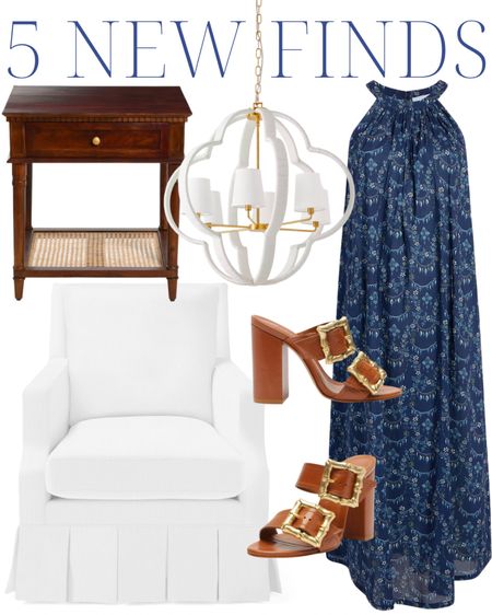 White chandelier, light fixture coastal, Home grandmillennial, Home, dark wood side table, bedside table and nightstand, light, pleated for covered skirted chair, blue fall dress, blue and white buckle heels  classic style preppy style classic home southern home coastal home grandmillennial home 

#LTKhome #LTKshoecrush #LTKstyletip
