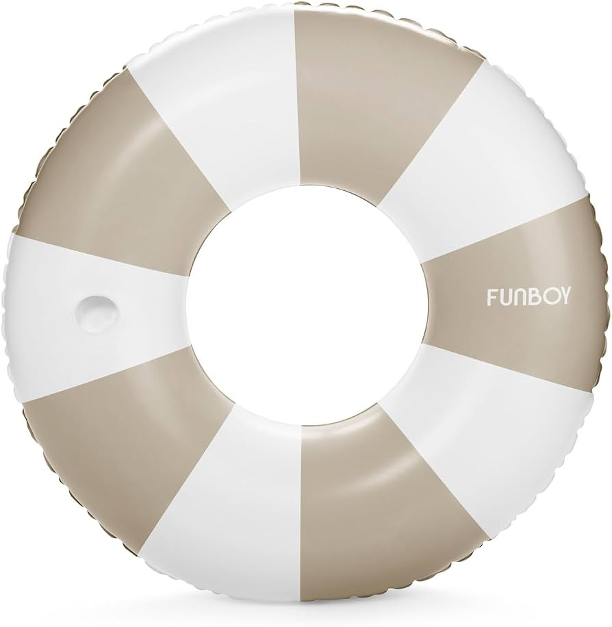 FUNBOY Giant 46" Vintage Tan Stripe Pool Tube Float with Cup Holder | Amazon (US)