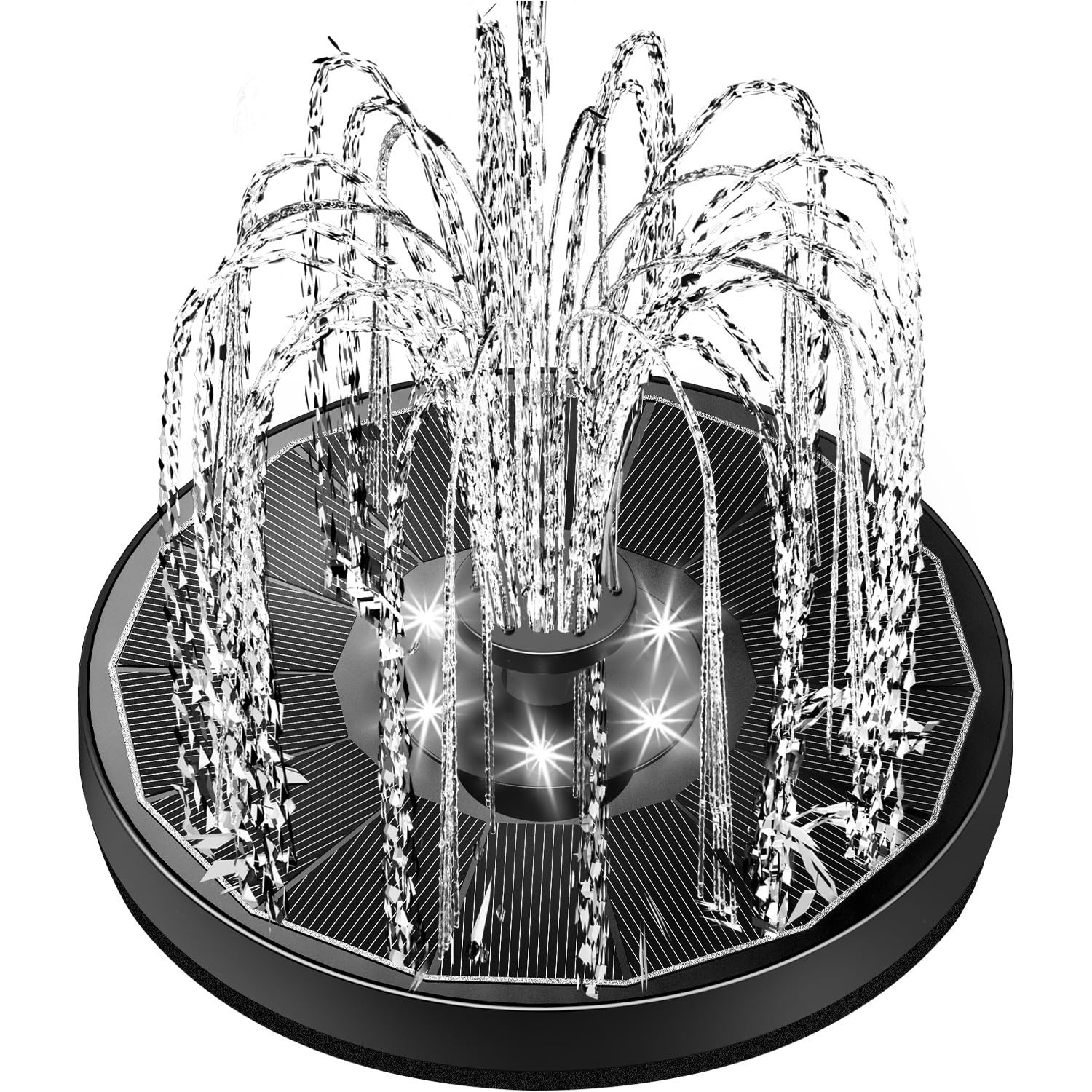 Solar Fountain Glass Panel with 2200 mah Battery, 3.5W Floating Solar Water Fountain with 4 Fixed... | Amazon (US)