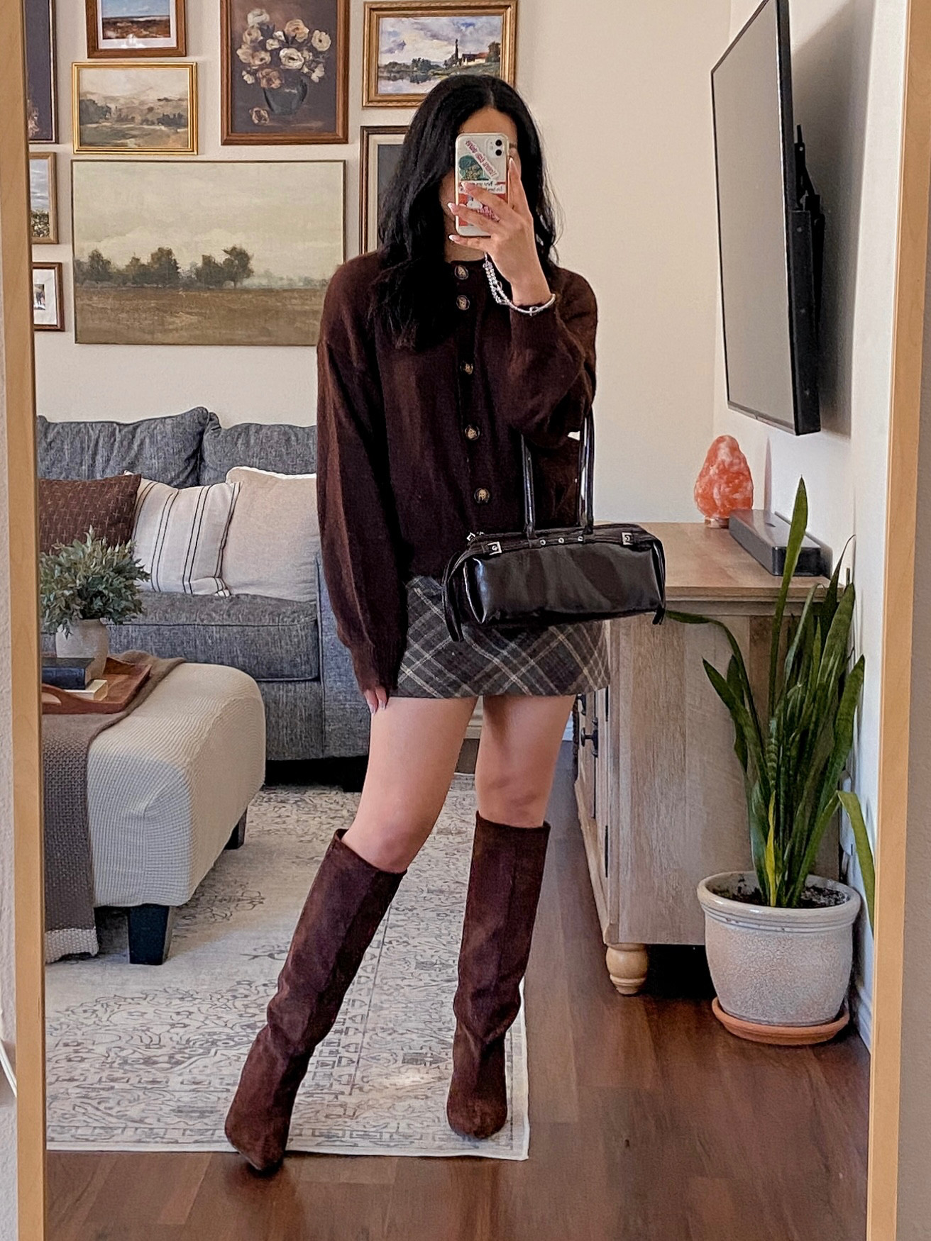 brown tones >> wearing this cardigan from amazon in a size large for a roomy cozy fit! 🤎 cozy fall outfit, brown cardigan outfit, plaid mini skirt outfit, suede boots outfit inspo, chic fall outfit ideas, fall vibes outfit, casual fall outfit inspo, fall fashion 2025, cozy chic fall style, cute autumn outfit ideas, brown tones outfit inspo, elevated fall look, trendy fall fashion, fall outfit inspiration, feminine fall outfit, Amazon fall outfit finds, affordable fall fashion, Amazon cardigan outfit, fall wardrobe essentials, brown fall outfit inspo, plaid skirt styling, Amazon fashion must haves 2025, suede boots outfit ideas, cozy fall outfit finds, chic fall accessories  

 #LTKGiftGuide #LTKHoliday #LTKSeasonal