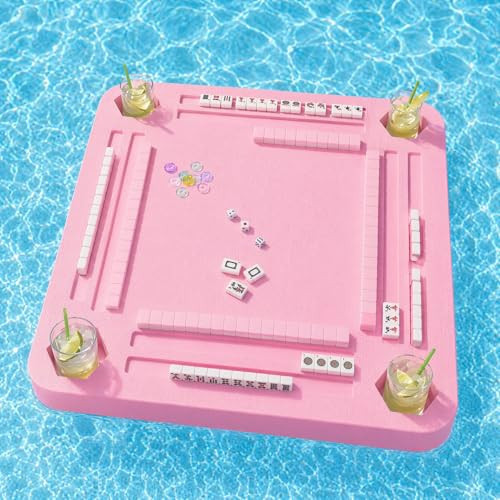 Floating Mahjong Table for Pool - Floating Mahjong Table Tray with Tile Holder and Cup Holder - Waterproof Floating Mahjong Game Table for Swimming Pools, Hot Tubs, Lakes & Beach Parties (Pink) | Amazon (US)