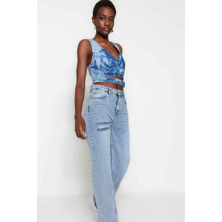 Trendyol Vaqueros De mujer Azul Tejido | Miravia | Miravia ES