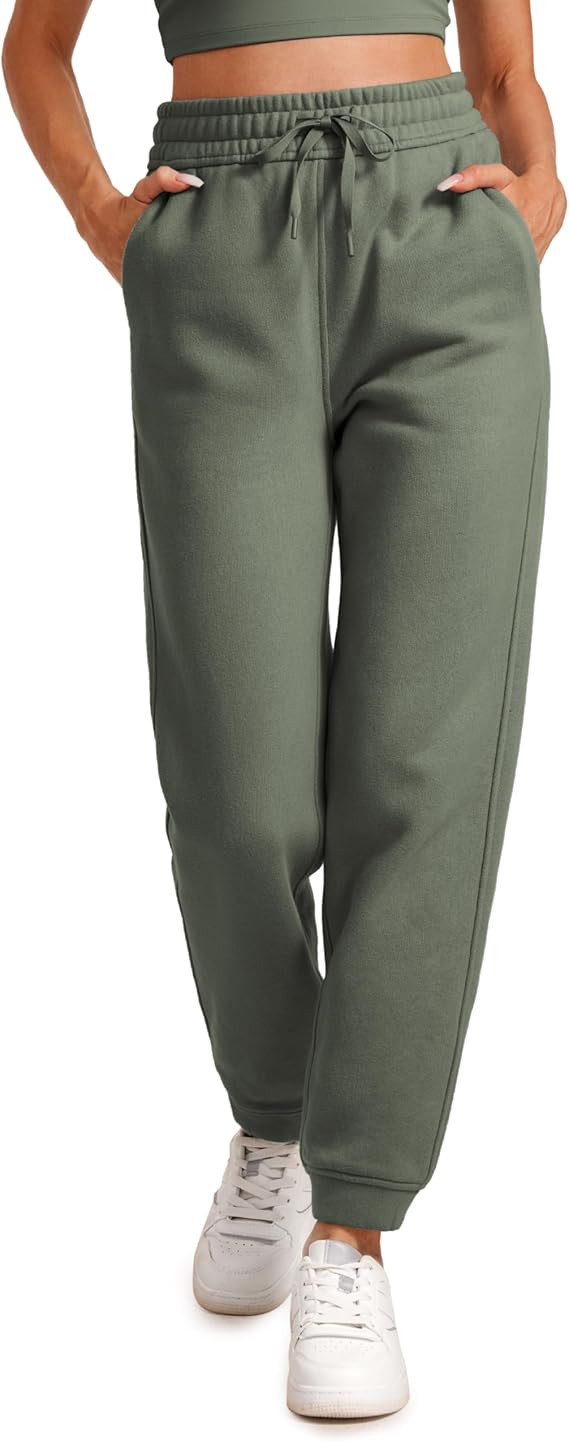 CRZ YOGA Cotton Fleece Lined Sweatpants Women High Waisted Warm Casual Lounge Jogger Pants with P... | Amazon (US)